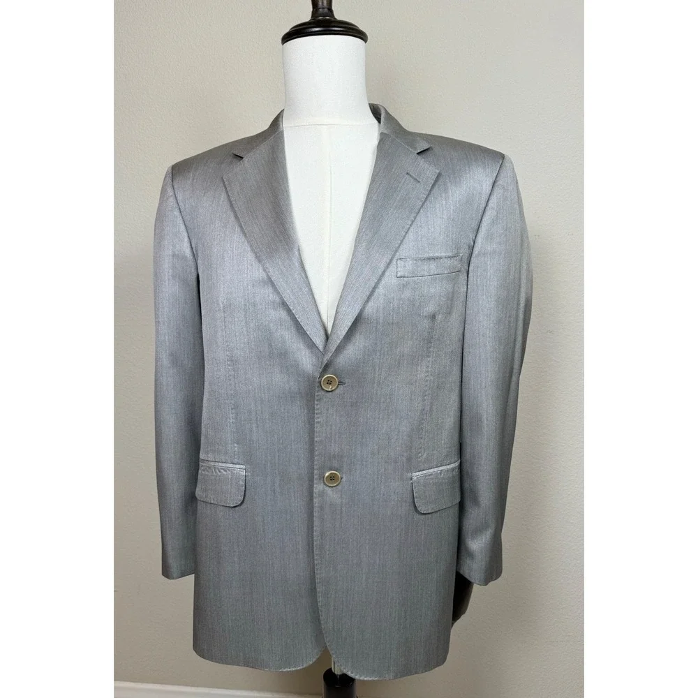 Carven Paris Men's Suit 100-88-170 Silver Gray Wool Silk 2 Piece